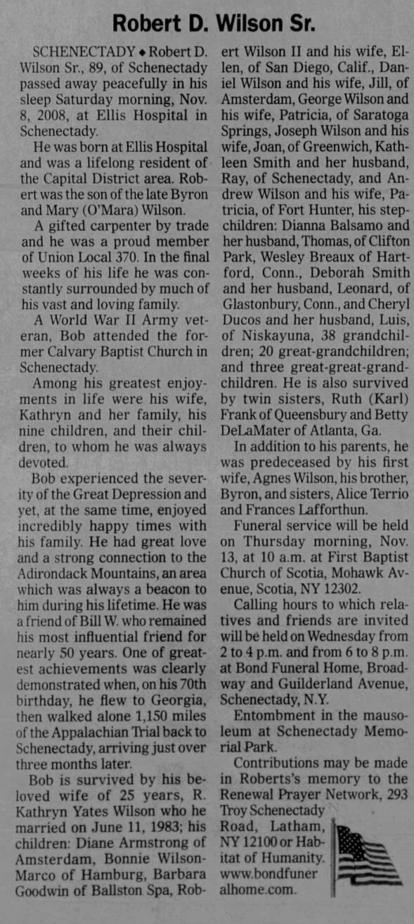 Obituary for Robert D. Wilson (Aged 89)